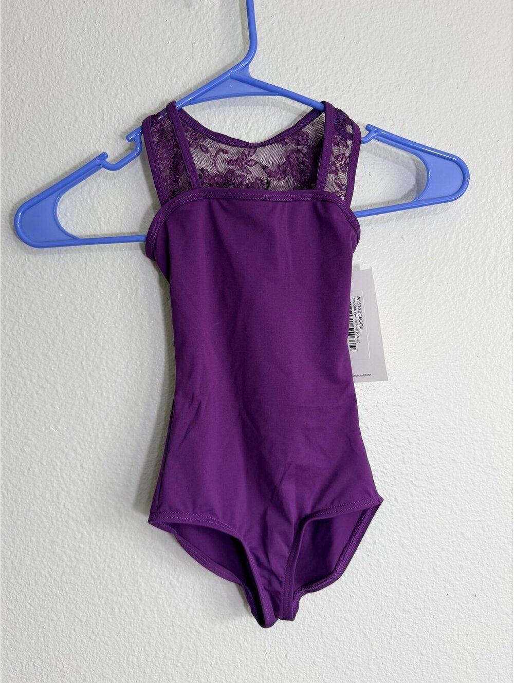 BalTogs Floral Lace Tank Leotard Open Back Purple Small Child SC BT5238C NWT